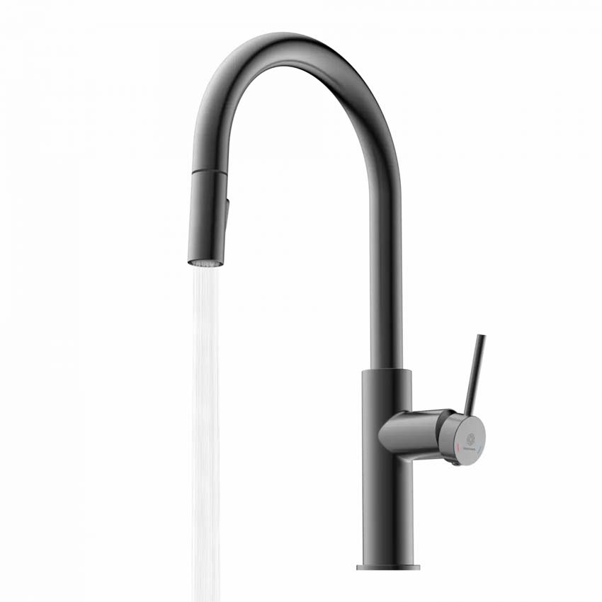 Robinet de cuisine Wasserwerk WK 13 Sphere graphite mat avec bec extractible