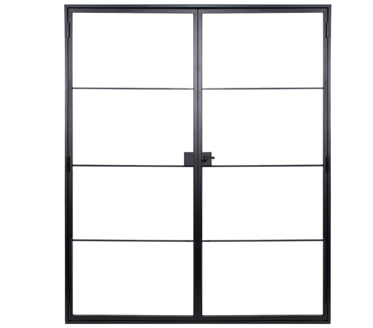 Porte intérieure double en acier Black Glamour noir 2x4V poussant à gauche sur mesure