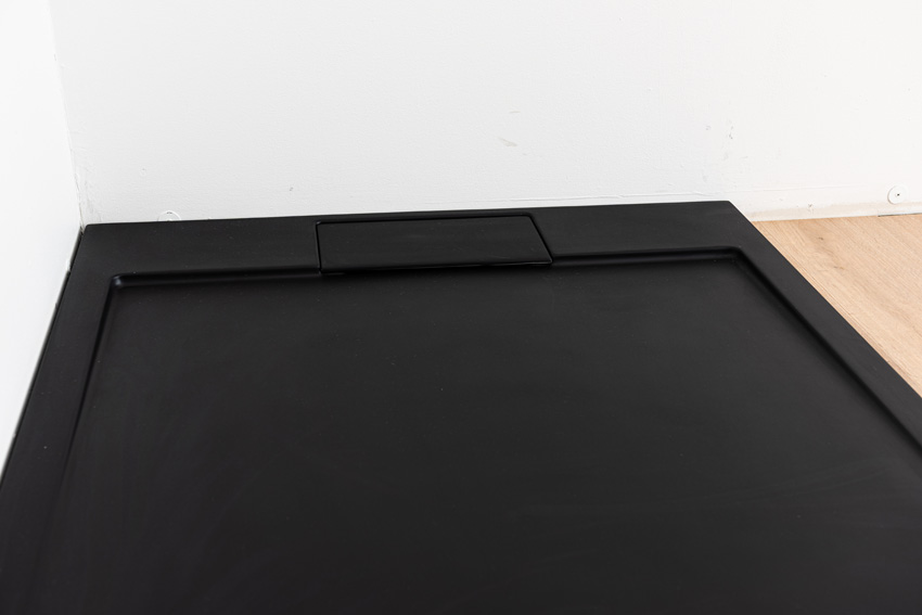 Douchebak Akon polybeton mat zwart 90x90cm