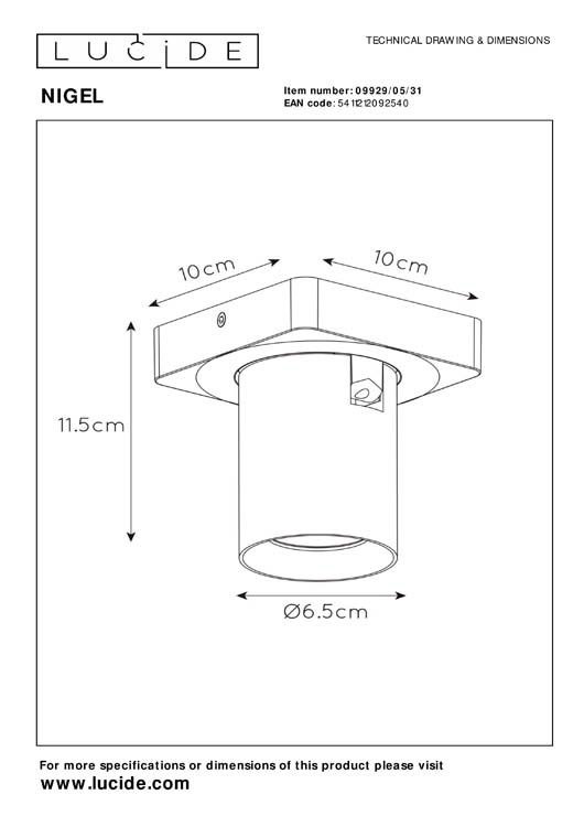 NIGEL Spot Plafond GU10/5W DTW Blanc