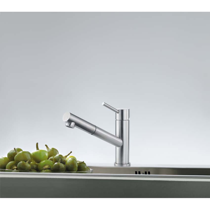 Keukenkraan Franke Orbit inox met uittrekbare uitloop