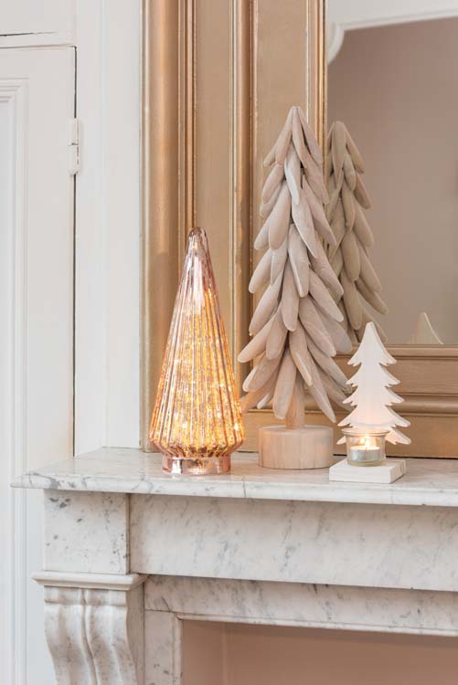 Kerstboom glas roze led large 24 cm