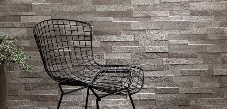 Wandtegel Etna steenstrip grijs 15x61x1cm