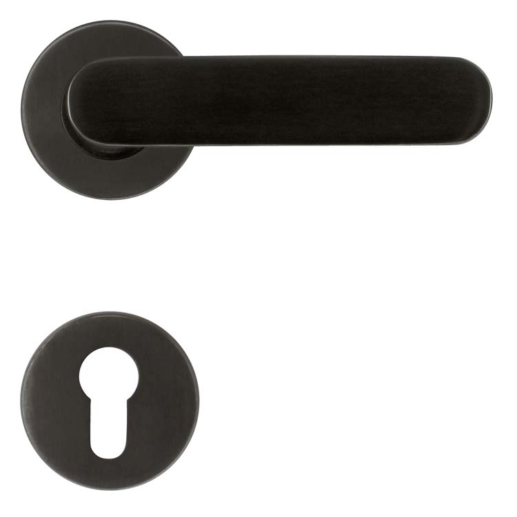 Poignée de porte pro novara noir rosace cylindre