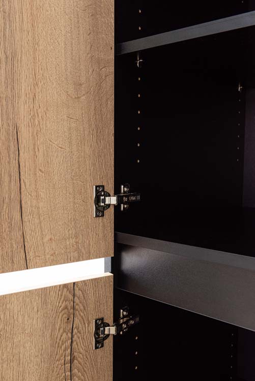 Armoire de cuisine Plenti armoire colonne avec étagères noir/aspect bois 60x208cm