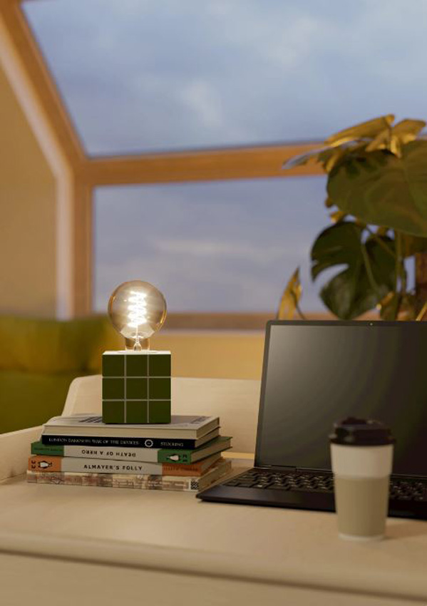 Lampe de table - vert - 9x9x9cm - dimmable - E27 - 1x60W