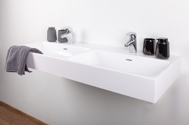 Lavabo Lilly double blanc 120,5x46x10,5cm