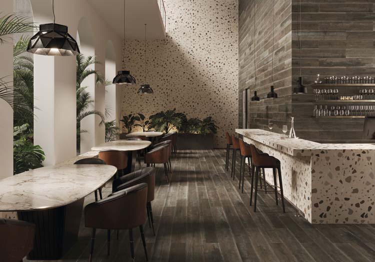 Keramisch parket Barista donkerbruin 20x120cm