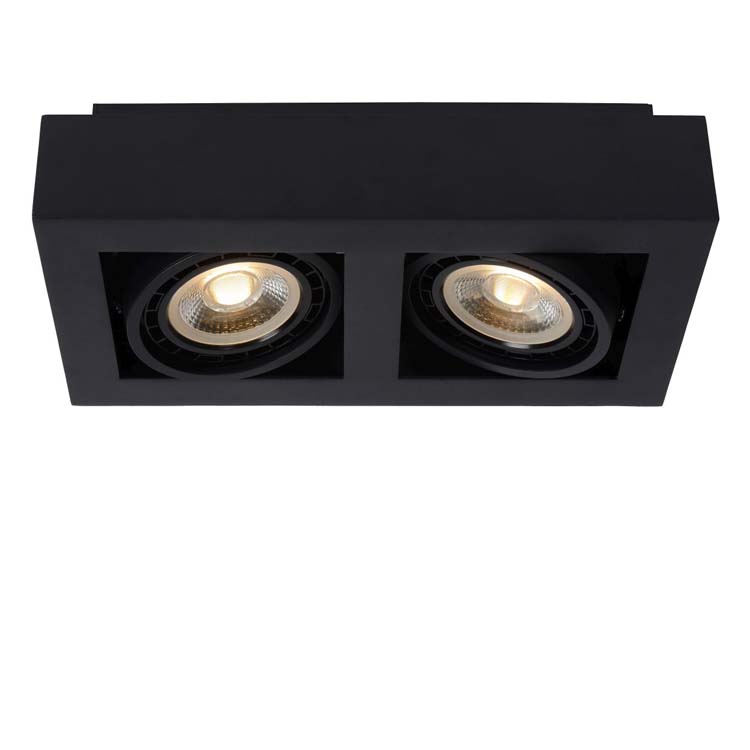 Lucide ZEFIX - Plafondspot - GU10 - 2x12W 2200K/3000K - Zwart