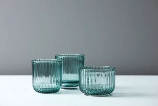 Bougeoir pour bougie chauffe-plat en verre vert ø 8.8cm h 10cm