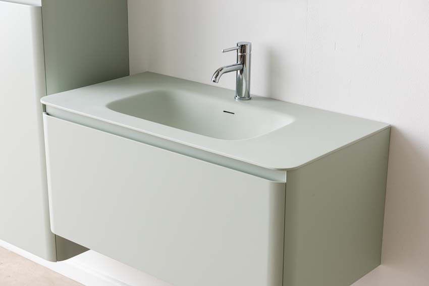 Meuble de salle de bain Austin menthe avec lavabo simple mat 90cm