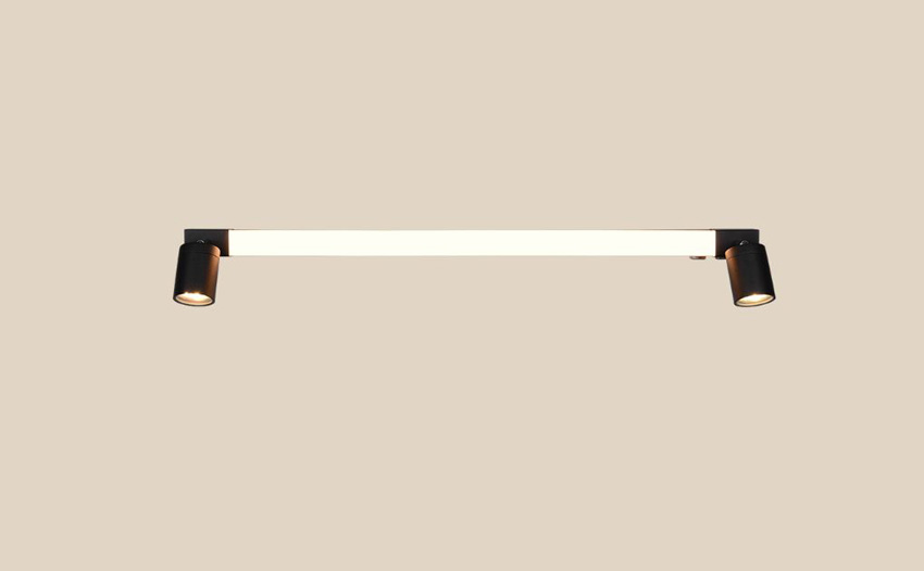 Wandlamp - zwart - 90x18x6cm - LED + GU10 - 1x9W + 2x max. 5W - 2300/3000/4000K - IP44