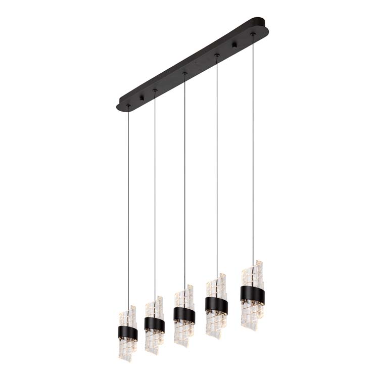 Suspension - noir - 84cm - LED - 5x7,8W - 2700K