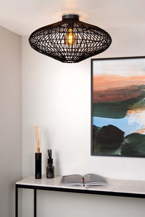 Lucide MAGALI - Plafonnière - Ø 56 cm - 1xE27 - Zwart
