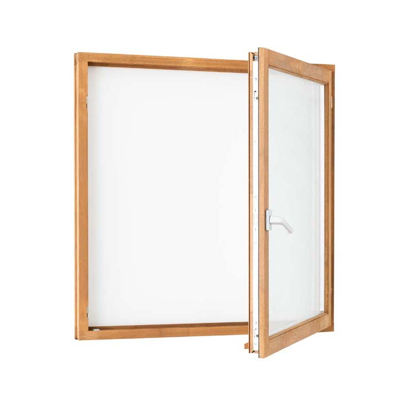 Fenêtre battant bois Meranti Trae 1 vantail 55mm naturel 1000x1000mm D