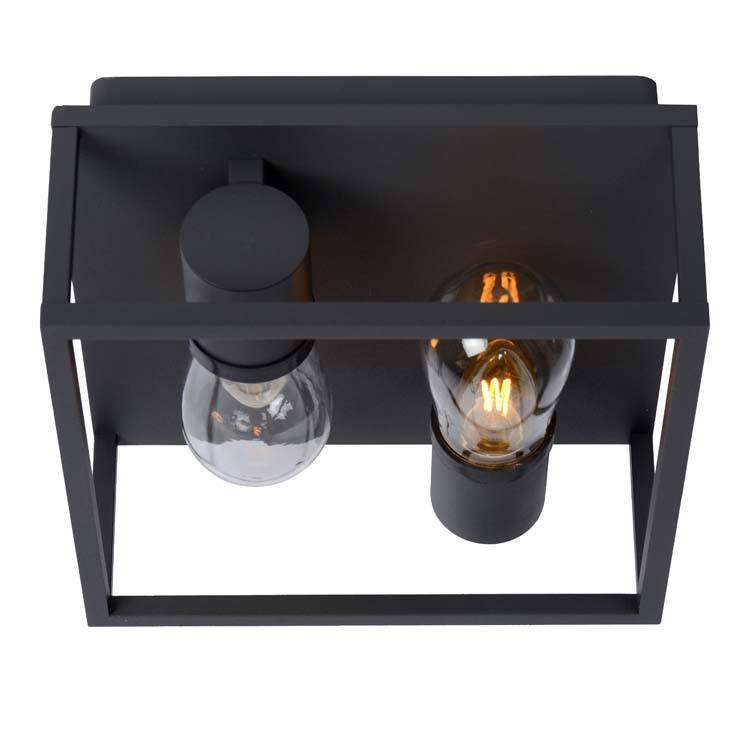 Plafondlamp badkamer - zwart - 2xE14 - 6W - IP54