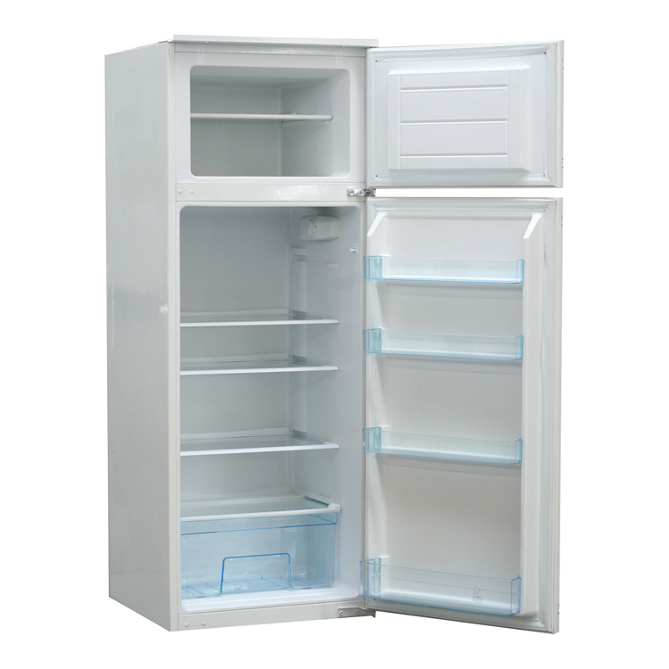 Hoekkeuken wit/eik 280x172cm - vitrokeramische kookplaat en witte wanddampkap - met toestellen