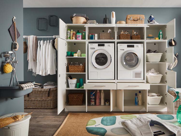 Wasmachine kast Decowash set 17 wit 235x67,5x200cm