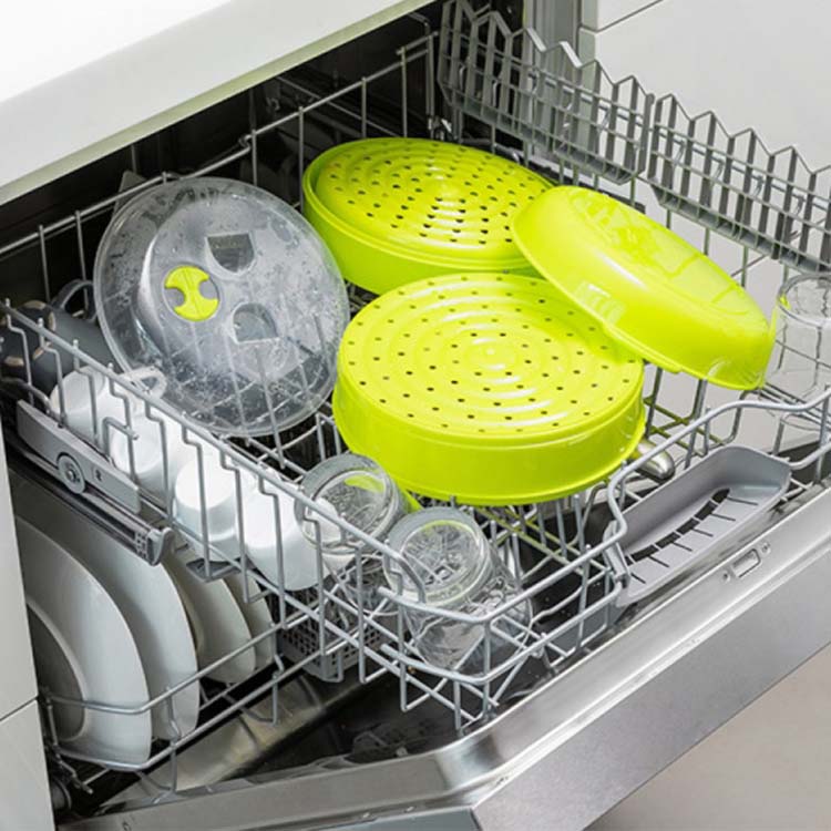 Cuiseur-vapeur double pour micro-ondes vert 22 x 12/17 cm