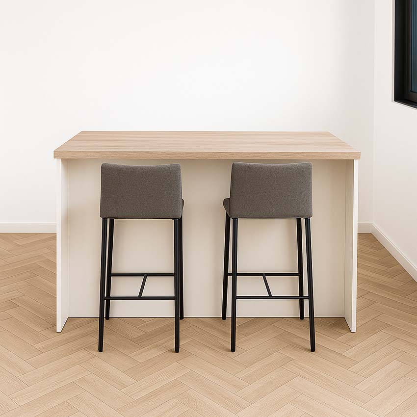 Cuisine île Plenti blanc/look de chêne 154cm