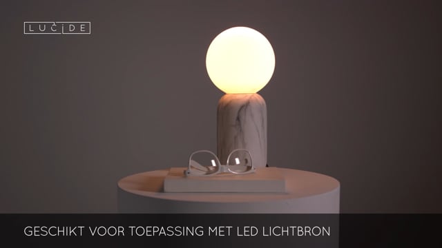 Lampe de table - Ø 15 cm - 1xE27 - Blanc