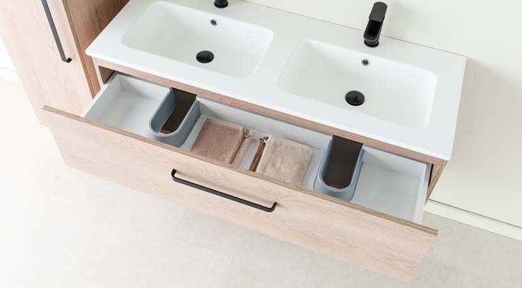 Meuble de salle de bain Chêne bison 1200 mm lavabo noir
