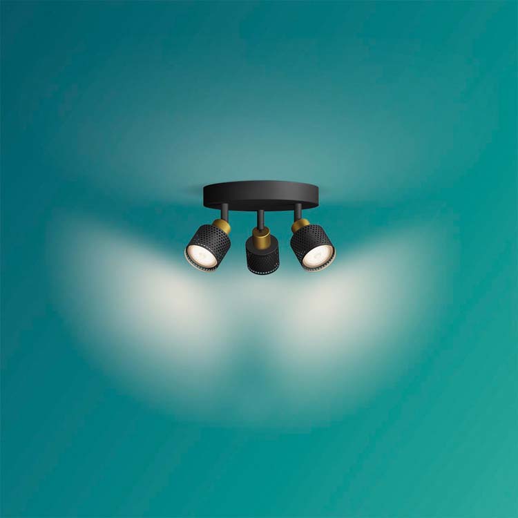Spot en saillie - Noir/or - 21,7x19,6x9,1cm - GU10 - 3x35W