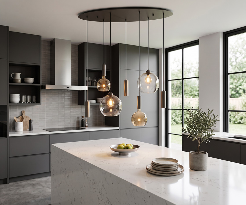 Suspension - bronze - 120x35x125cm - dimmable - E27/GU10