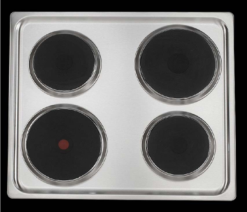 Keuken Budget wit/houtlook 270cm - met toestellen - inox kookplaat en inox wanddampkap