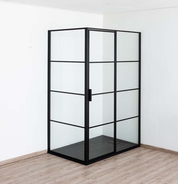 Douchedraaideur met vast deel Ulysses zwart 140x200cm