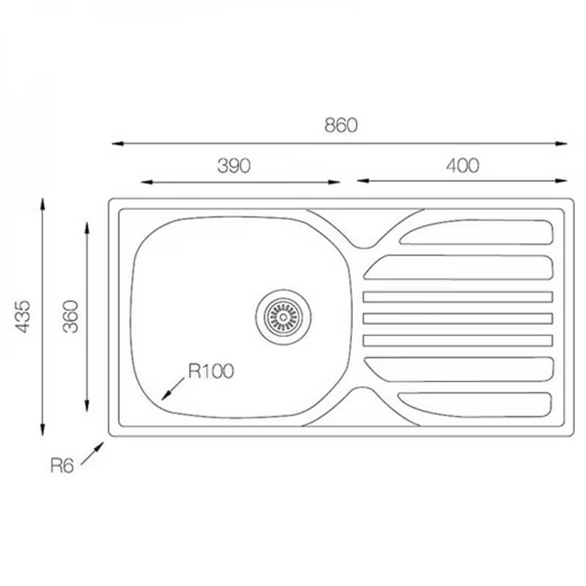 Spoelbak Ned inox 86x50cm