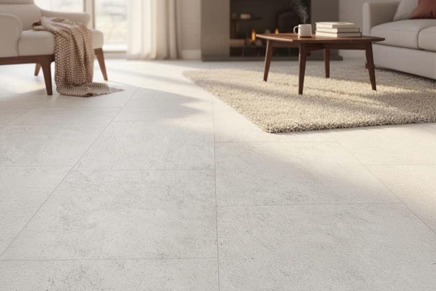 Vinyl vloer Caserta tegel 5mm beige 61,2x61,2cm