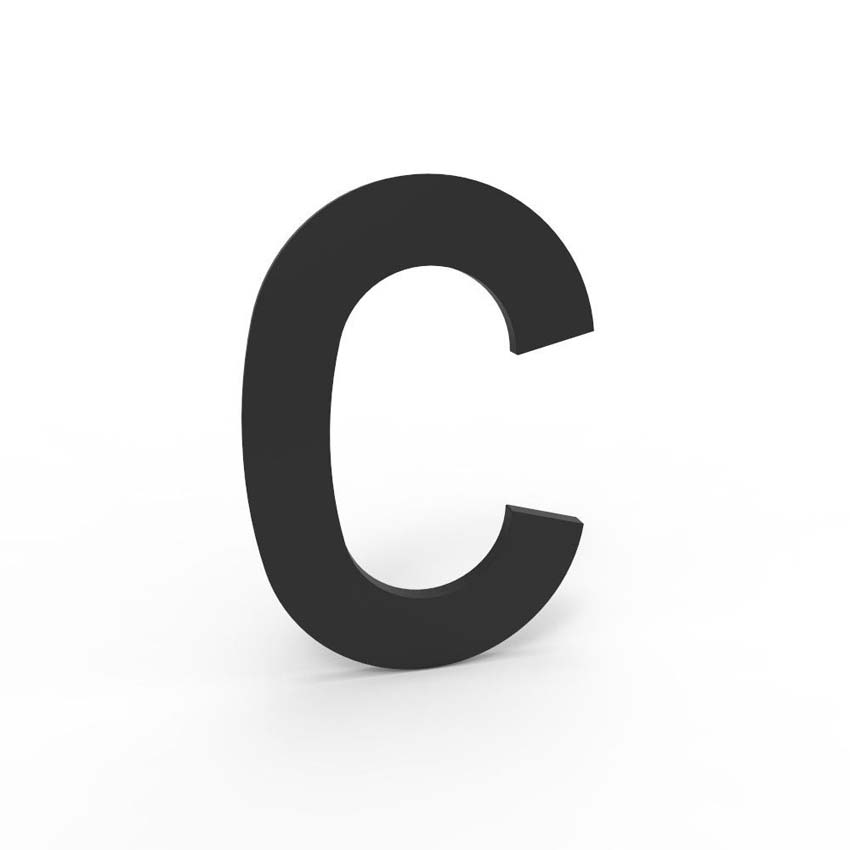 Numéro de maison C eSafe en aluminium noir 5cm / épaisseur 1,5mm