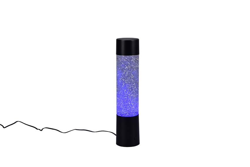 Lampe de table eau/paillettes - noir - Ø7,5x34cm - LED - 1x0,9W - RGB