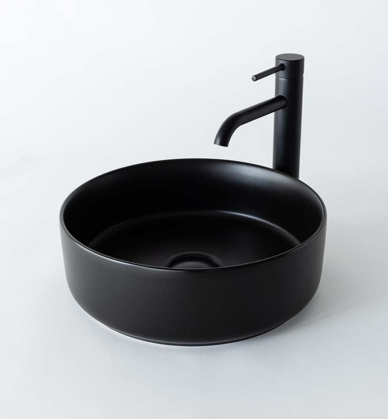 Vasque à poser ronde Gale noir mat céramique 360 x 360 x 115 mm
