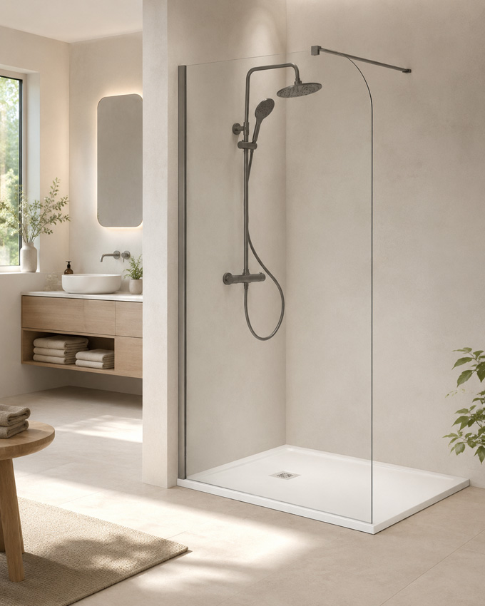 Paroi de douche à l'italienne Avery arrondie verre clair avec kit de profilés canon fusil 117x200cm