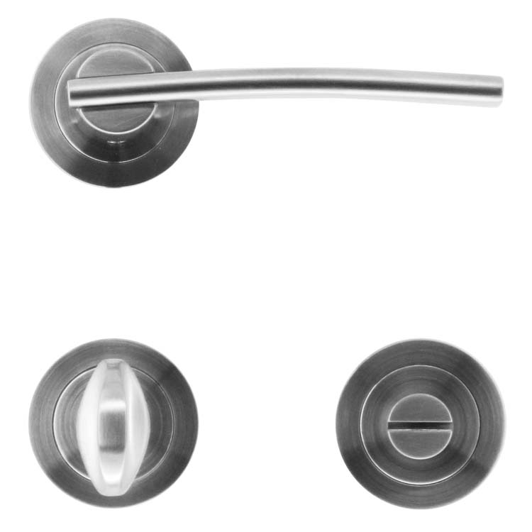 Poignée de porte pro terni look inox avec serrure toilette