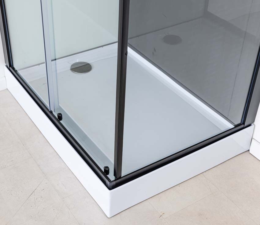 Douchecabine Piper thermostatisch L/R zwart schuifdeur 110x80x215cm