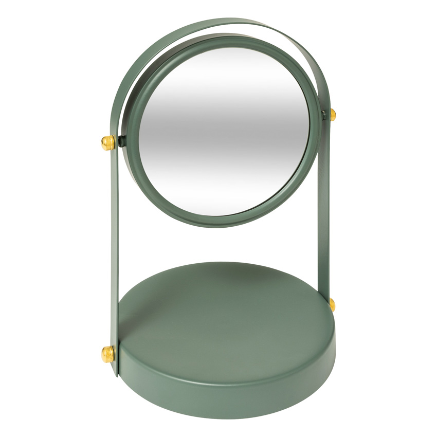Miroir de maquillage Solane rond vert 18x16cm