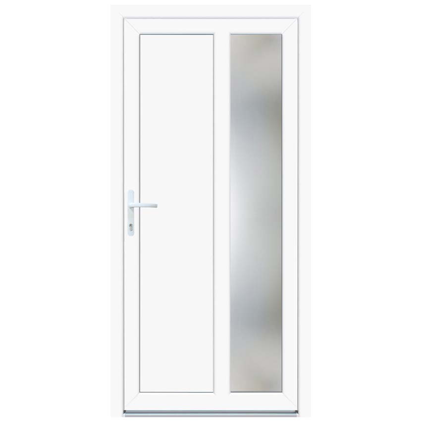 Porte extérieure Lumeo PVC vitrage mat blanc 1000x2000mm gauche