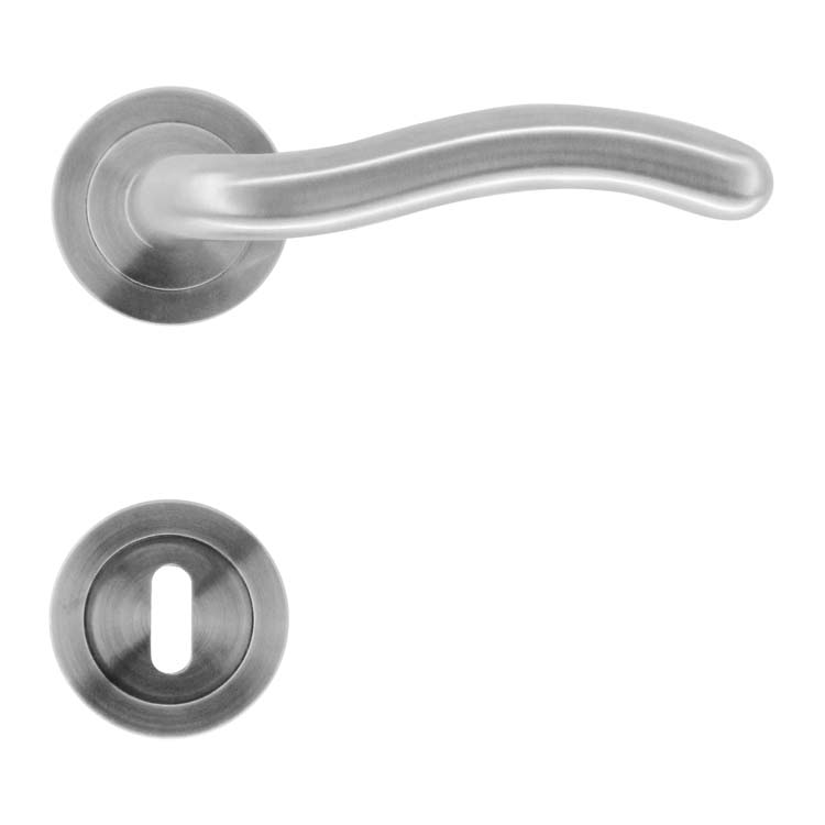 Poignée de porte latina look inox rosace barbe