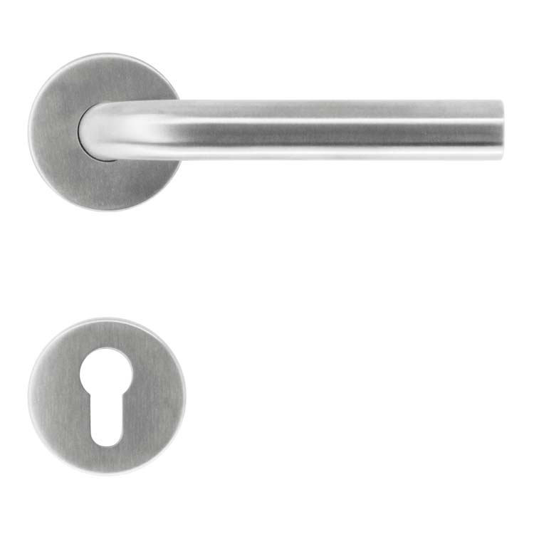Poignée de porte milano 19mm inox plus rosace cylindre