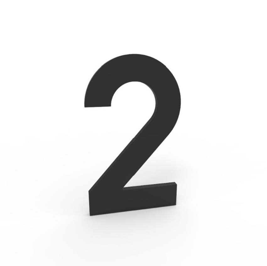Huisnummer 2 eSafe aluminium zwart 10cm / 4mm dikte