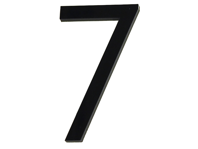 Numéro de maison 7 en PVC noir 6cm avec bande adhésive