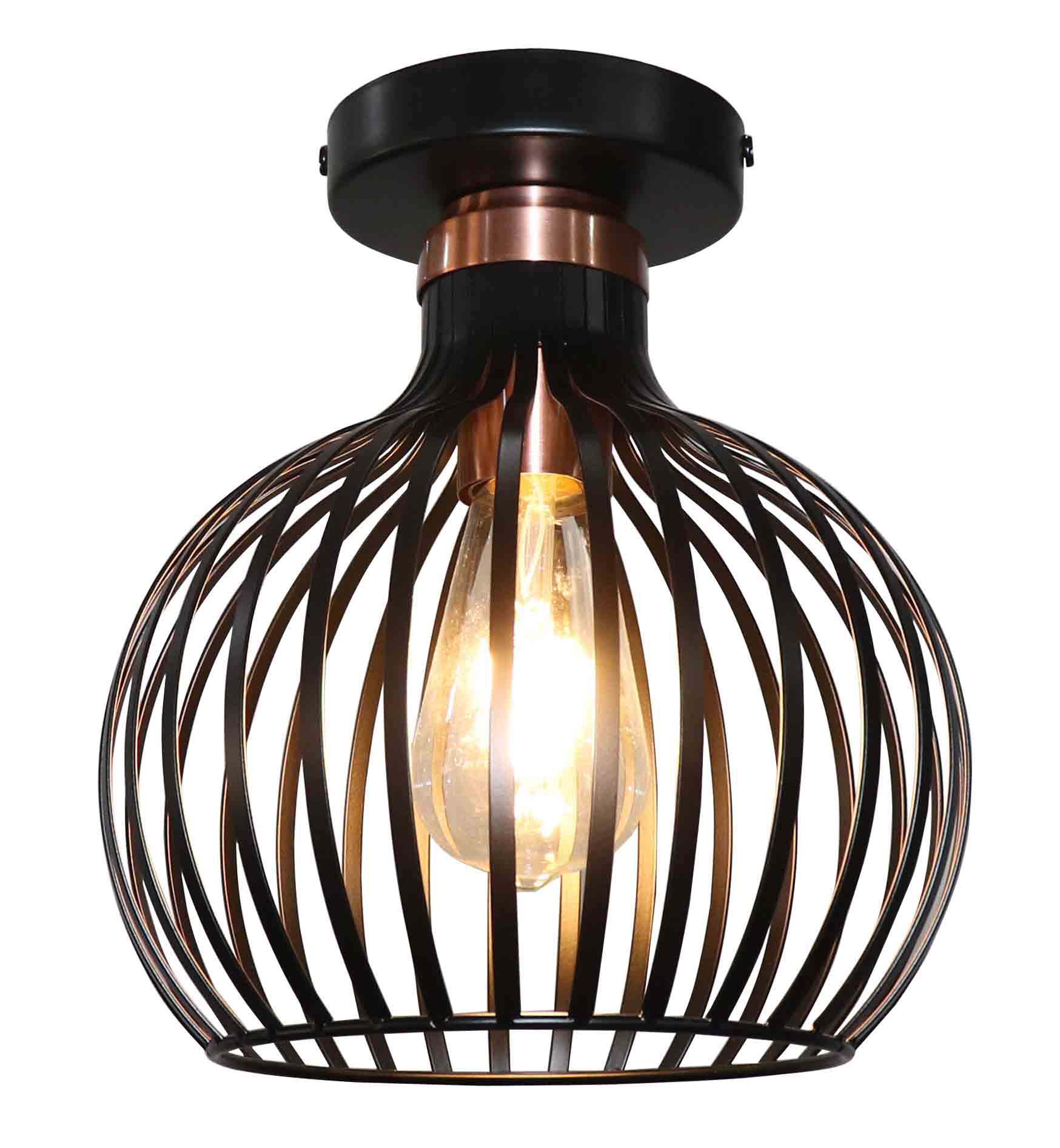 Plafondlamp zwart koper E27 D235 mm
