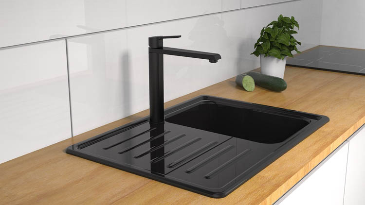 Robinet de cuisine Ferron noir mat