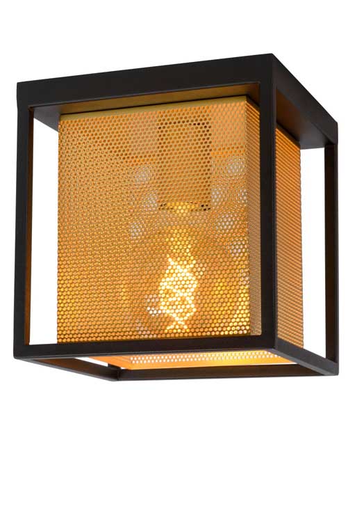 Plafondlamp - zwart/goud - dimbaar - vierkant - E27 - 40W