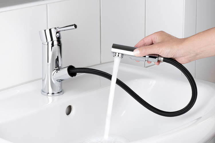 Wastafelkraan Charlotte chroom met uittrekbare uitloop