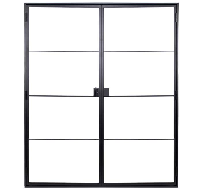 Porte intérieure double en acier Black Glamour noir 2x4V poussant à droite sur mesure
