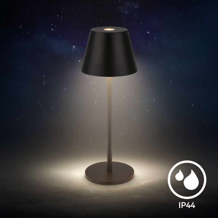 Tafellamp Salori - zwart - 14.2cm - dimbaar - LED - 2.1W - 2700K - IP44 - USB